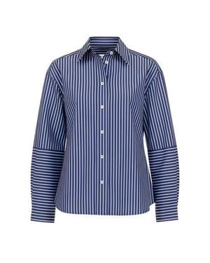 Callas Milano Aura Lantern Sleeve Stripe Shirt - Blue