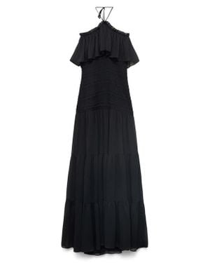 Mango Ruffle Tiered Halter Maxi Dress - Black