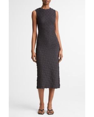 Vince Textured Ruched Side Strapless Dress - Black