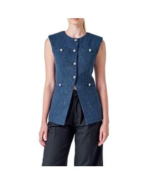Endless Rose Textured Longline Vest - Blue