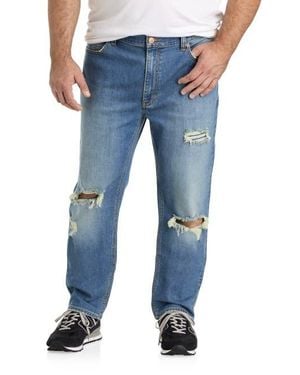 True Nation by DXL Big & Tall Ripped Tapered-Fit Jeans - Blue