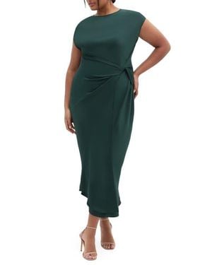 City Chic Beatrix Twist Satin Maxi Dress - Green