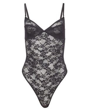 Fleur du Mal Le Stretch Lace Bodysuit - Gray