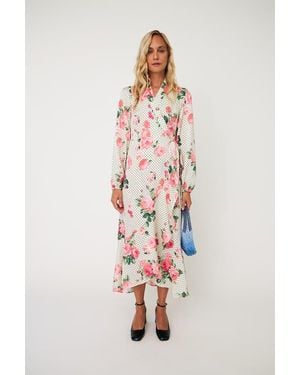 Crās Lara Floral Polka Dot Wrap Dress - White