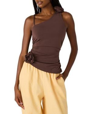 Steve Madden Hadleigh Asymmetric Ruched Tank - Brown