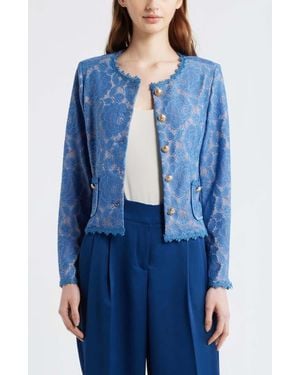 Tahari Bonded Lace Jacket - Blue