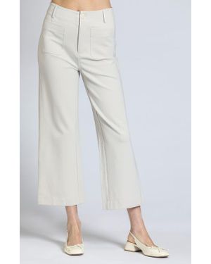 Apny Ponte Wide Leg Crop Pants - White