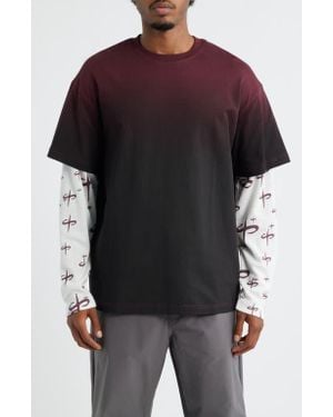 Saint Studio Ispica Long Sleeve Cotton Layered Look T-Shirt - Black