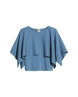 Anne Klein Boat Neck Sweater Cape - Blue