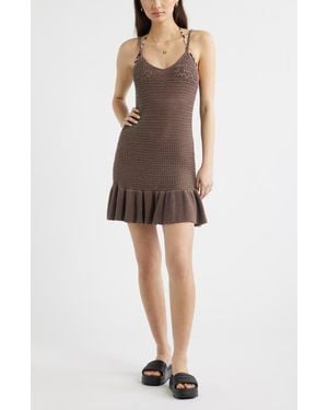 BP. Open Stitch Cover-Up Minidress - Brown