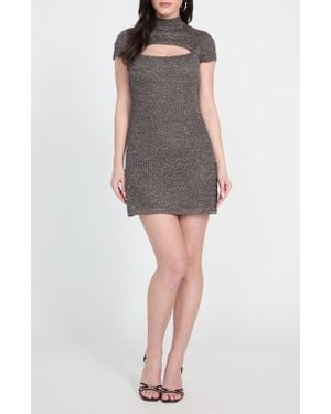 Guess Lacey Metallic Cutout Minidress - Gray