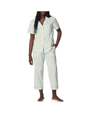 Bedhead Print Organic Cotton Poplin Crop Pajamas - Green
