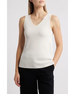 Anne Klein Double V-Neck Sweater Tank - White