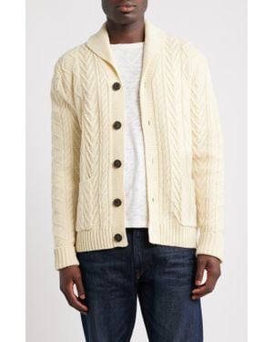 Schott Nyc Wool Blend Fisherman Cardigan - Natural