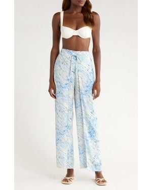 Elan Print Cover-Up Wrap Pants - Blue