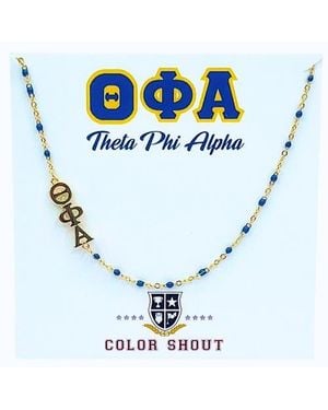 Color Shout Theta Phi Alpha Greek Letter Side Set Necklace - Blue