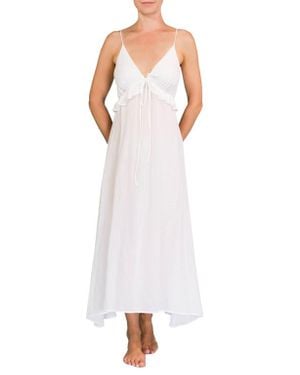 EVERYDAY RITUAL Ruffle Empire Waist Nightgown - White