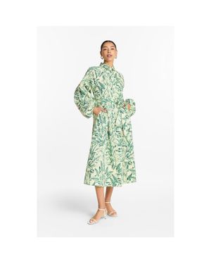 Diarrablu Printed Cotton Poplin Naja Midi Dress - Green