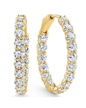 Bliss Diamond 5 1/2Ct Diamond Inside Outside Hoops 14 Earrings Lab Grown 1 Tall - Metallic