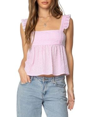 Edikted Jenson Backless Gingham Tank - Purple
