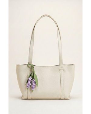 Modenaire Pebbled Leather Tote Bag With Removable Pouch And Charm - Natural