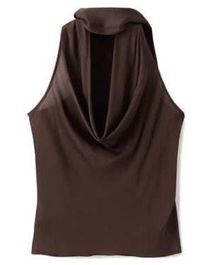 Mango Cowl Neck Sleeveless Top - Brown