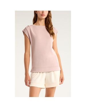 Zella Soft Luxe Knit Gathered Shoulder Top - Pink