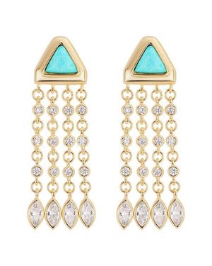 ATHRA LUXE Cubic Zirconia Fringe Drop Earrings - Metallic