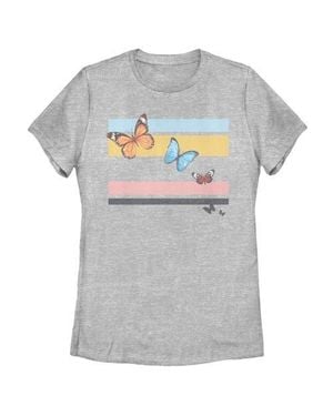 Lost Gods Distressed Butterfly Flag Graphic T-Shirt - Gray
