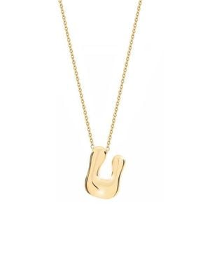 Jane Basch Puffed Initial Pendant Necklace - Metallic
