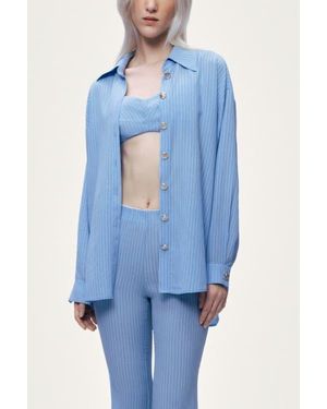 Nocturne Bustier-Detail Shirt - Blue