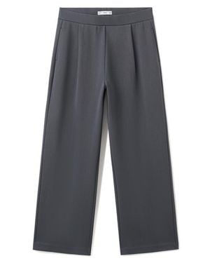 Mango Pleated Straight Leg Cotton Blend Pants - Gray