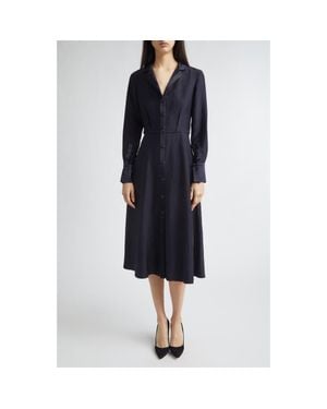 Jason Wu Long Sleeve Washed Twill Midi Shirtdress - Blue