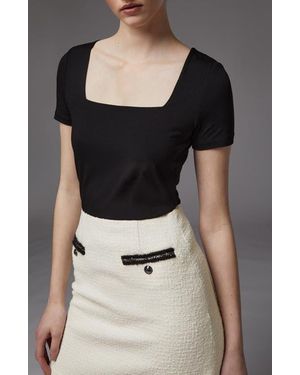 LK Bennett Tasha Square Neck Top - Black
