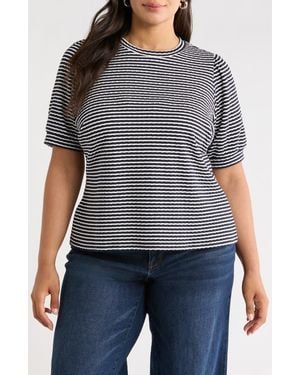 Halogen® Stripe Puff Sleeve T-Shirt - Gray