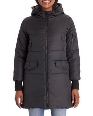 Modern Eternity Maternity 3-In-1 Hooded Maternity Puffer Jacket - Black