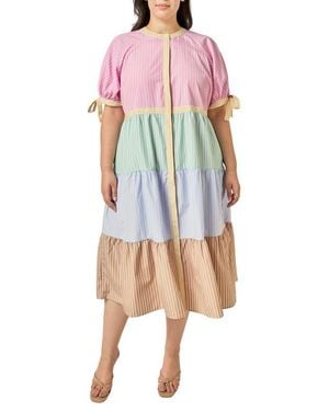 English Factory Colorblock Stripe Midi Dress - Multicolor