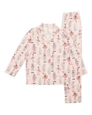 Munki Munki Kids' Holiday Nutcracker Flannel Two-Piece Pajamas - Pink