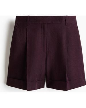 H&M Tailored Linen-Blend Shorts - Purple