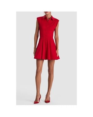 Alice + Olivia Kim Paneled Corset Fit And Flare Mini Shirtdress - Red