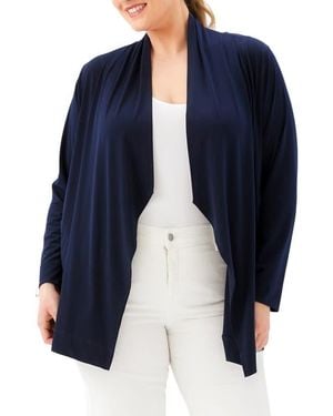 Karen Kane Open Front Travel Jersey Cardigan - Blue