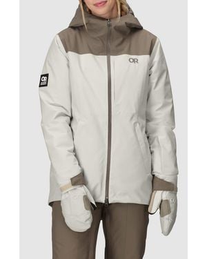 Outdoor Research Snowcrew Waterproof Hooded Ski Jacket - Gray