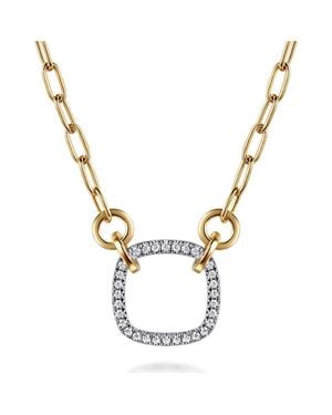 Gabriel & Co. Open Diamond Cushion Pendant Necklace - Metallic