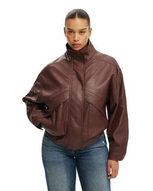 Cotton On Theo Faux Leather Bomber - Brown