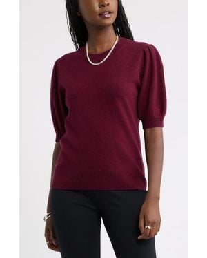 Caslon Puff Sleeve Wool & Cashmere Sweater - Red