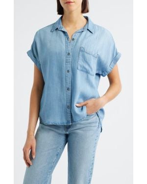 Cloth & Stone Cuffed Denim Shirt - Blue