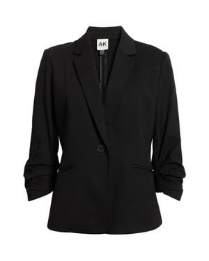 Anne Klein One Button Jacket With Scrunch Sleeves - Black