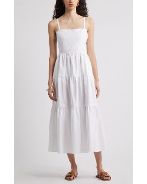Nordstrom Cotton Poplin Tiered A-Line Dress - White