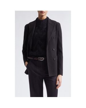 Eleventy Double Breasted Wool Blend Jacket - Black