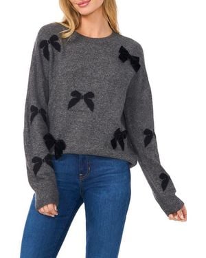 Cece Bow Crewneck Sweater - Gray